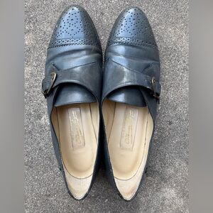 Vintage 90s Etienne Aigner Blue Grey Buckle Loafers Size 8N